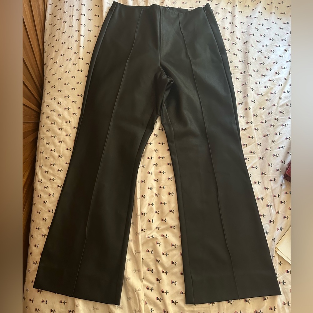 Banana Republic Black Faux Leather Crop Flare Pants